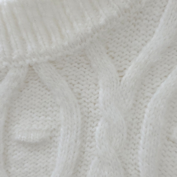 Saks Fifth Avenue Design 365 sweater women's Large cream white Chiffon sleeve - Picture 4 of 11